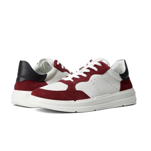 Ecco Men's Soft 10 Retro Leather 2-Tone Sneaker Fluidform Footbed Syrah/White 45 - Picture 1 of 7